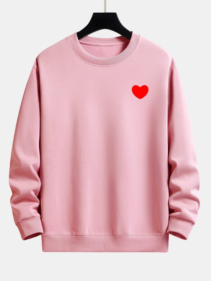 Heren Minimalistisch Hartprint Sweatshirt in lichtroze, Relaxed Fit