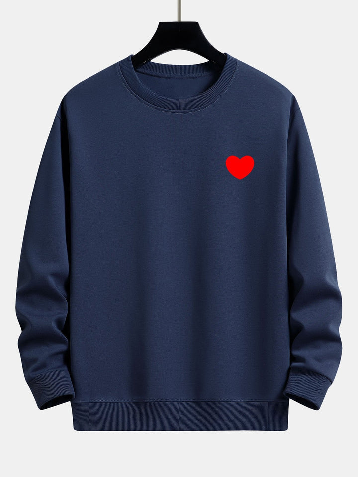Heren Minimalistisch Hartprint Sweatshirt in marineblauw, Relaxed Fit