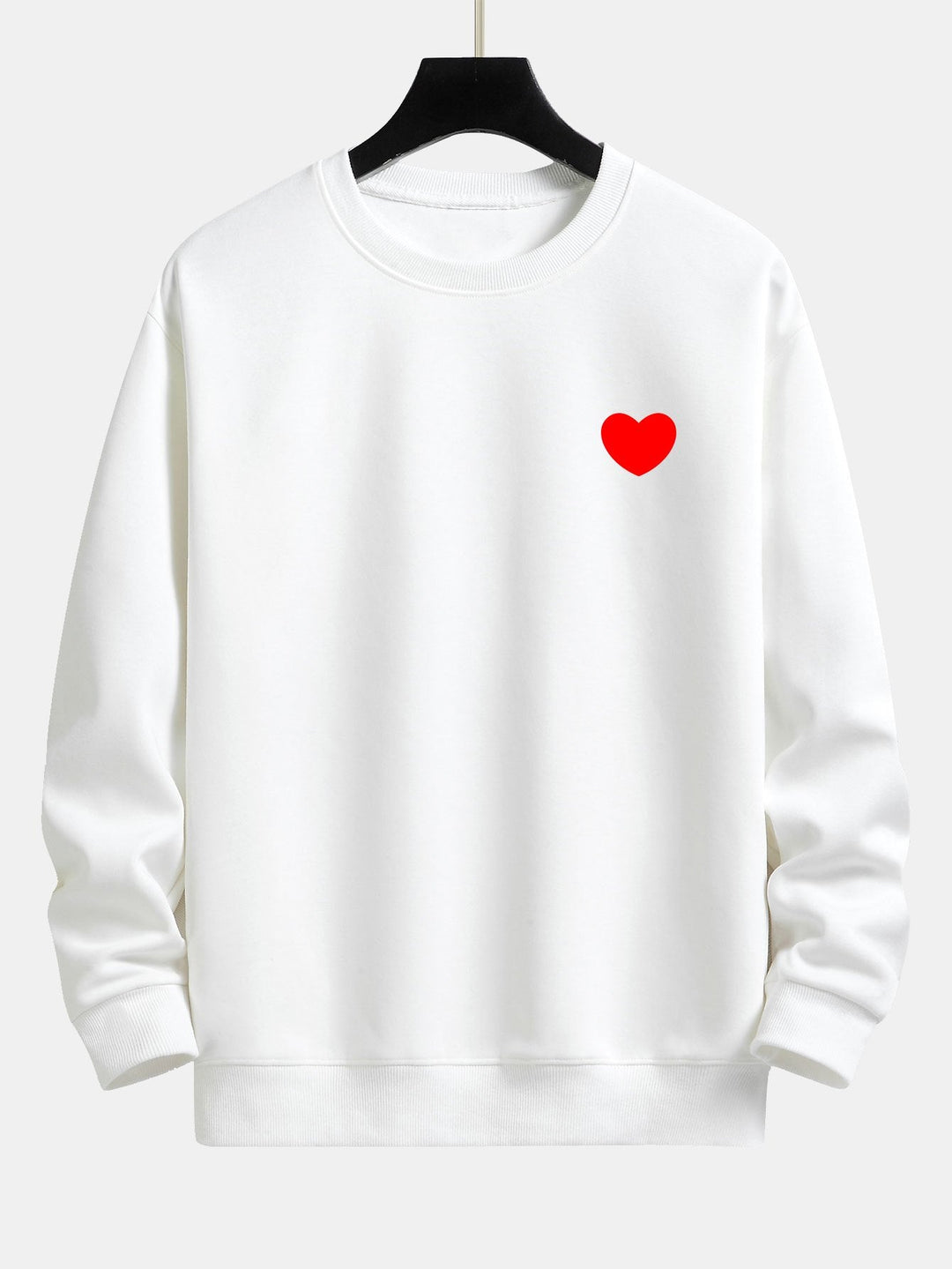 Heren Minimalistisch Hartprint Sweatshirt in wit, Relaxed Fit