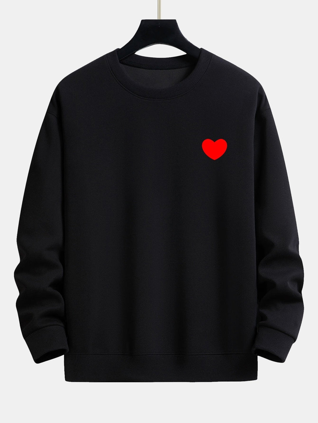 Heren Minimalistisch Hartprint Sweatshirt in zwart, Relaxed Fit