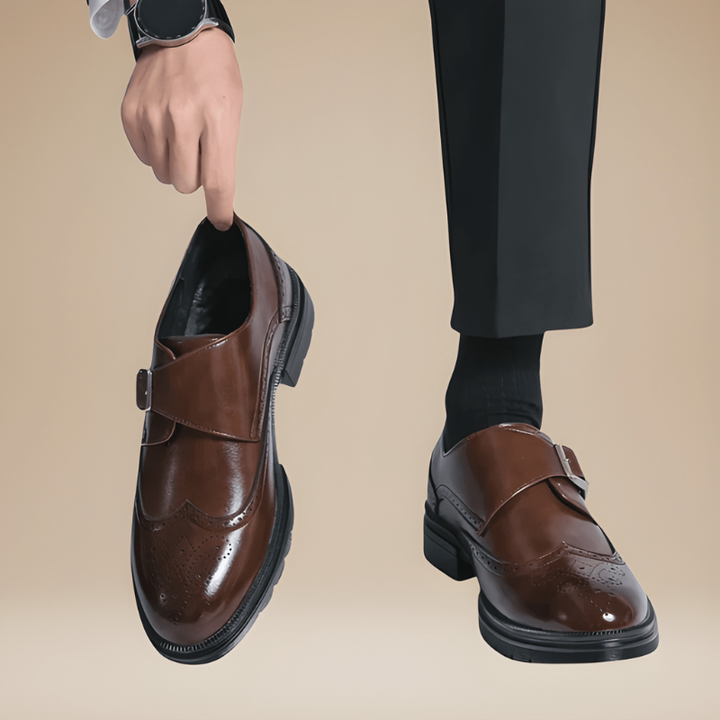 Heren Monk Strap Schoenen - Dubbele Gesp Elegantie - Bruin