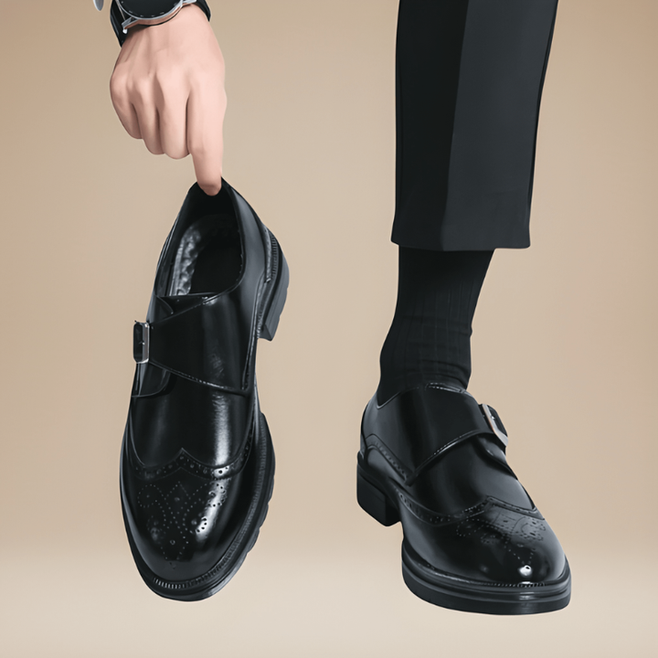 Heren Monk Strap Schoenen - Dubbele Gesp Elegantie - Zwart