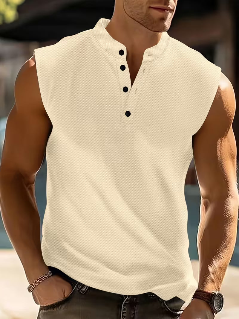 Heren Mouwloos T-Shirt - Licht en Ademend - Beige