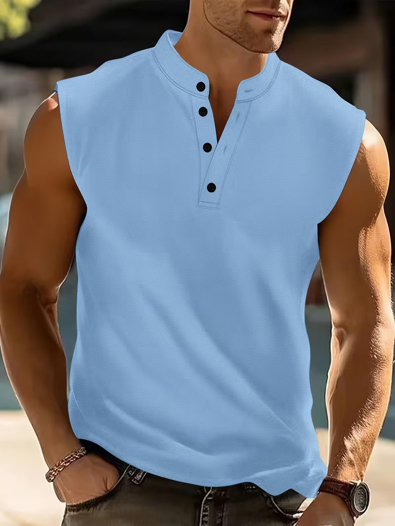 Heren Mouwloos T-Shirt - Licht en Ademend - Lichtblauw