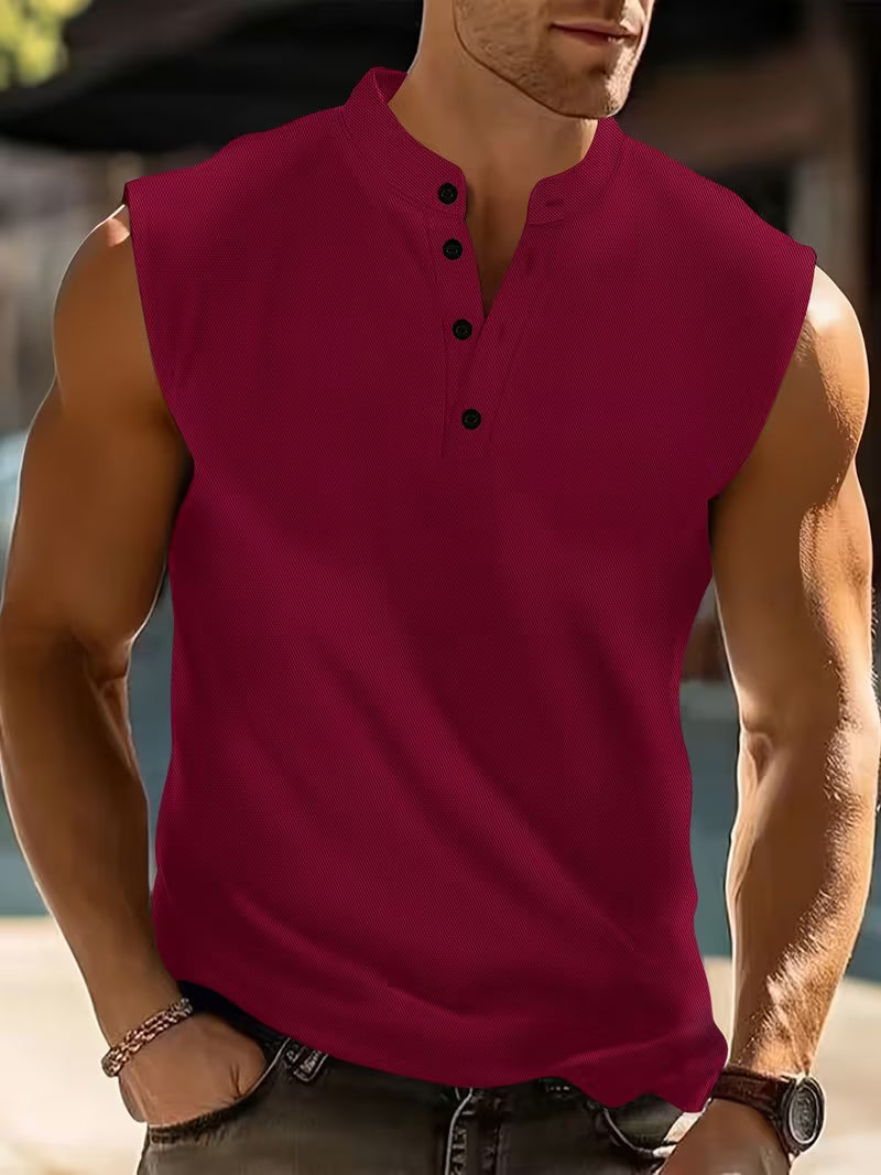 Heren Mouwloos T-Shirt - Licht en Ademend - Rood