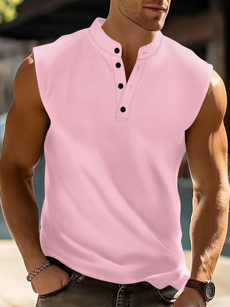 Heren Mouwloos T-Shirt - Licht en Ademend - Roze