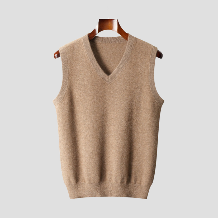 Heren Mouwloos V-Hals Vest - Klassieke Trui - Beige