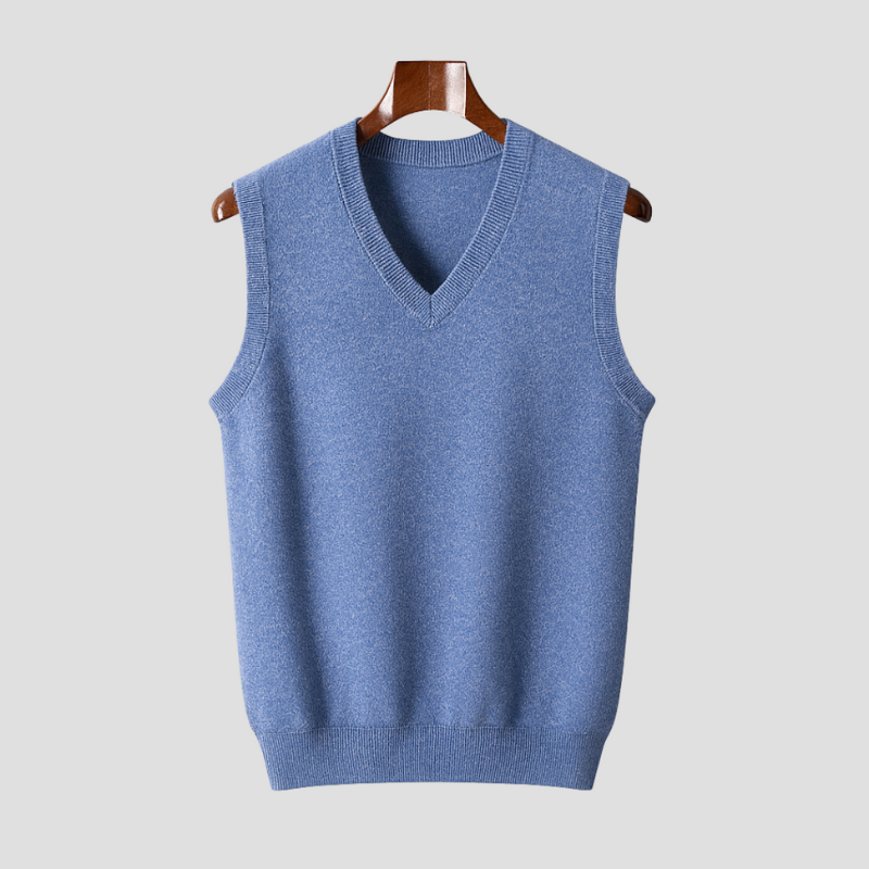 Heren Mouwloos V-Hals Vest - Klassieke Trui - Blauw