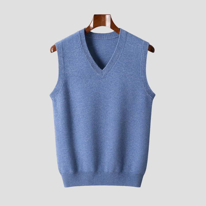 Heren Mouwloos V-Hals Vest - Klassieke Trui - Blauw