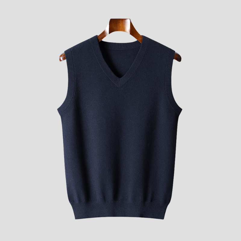 Heren Mouwloos V-Hals Vest - Klassieke Trui - Marineblauw