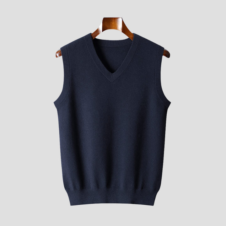 Heren Mouwloos V-Hals Vest - Klassieke Trui - Marineblauw