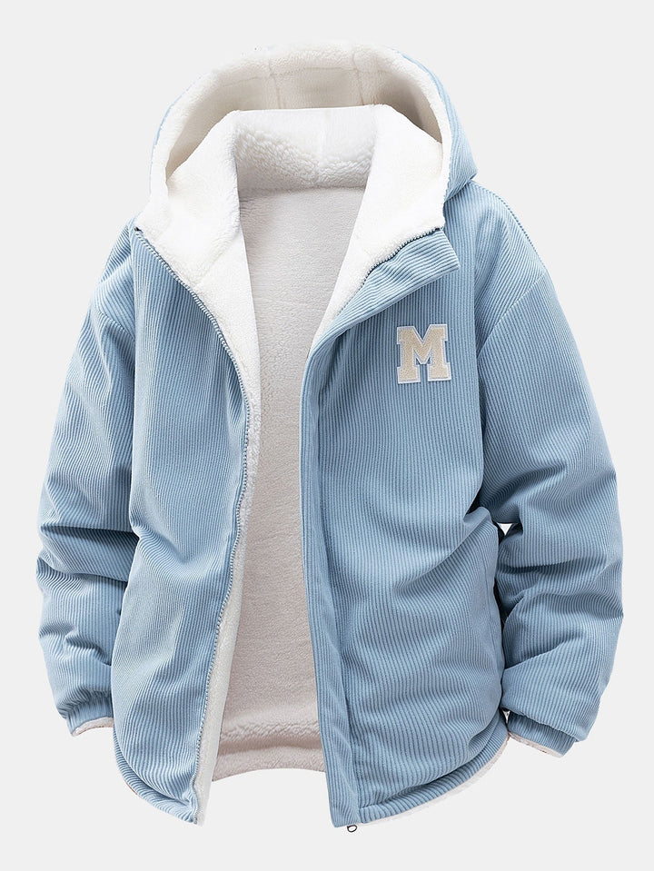 Heren Omkeerbare Corduroy Jas met Teddy Fleece in lichtblauw, Relaxed Fit
