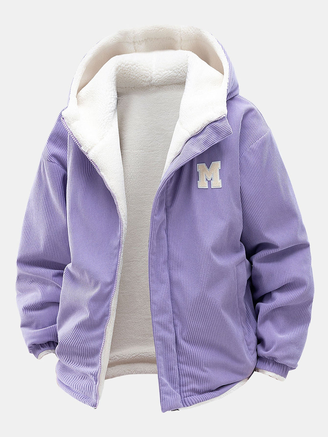 Heren Omkeerbare Corduroy Jas met Teddy Fleece in lichtpaars, Relaxed Fit