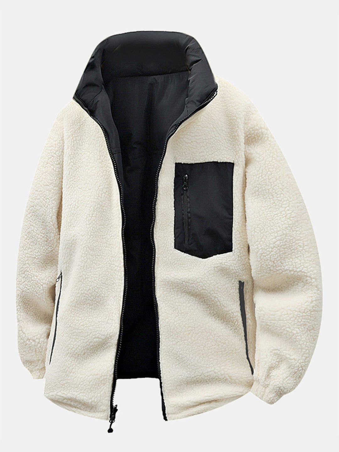 Heren Omkeerbare Teddy Fleece Pufferjack - Relaxed Fit