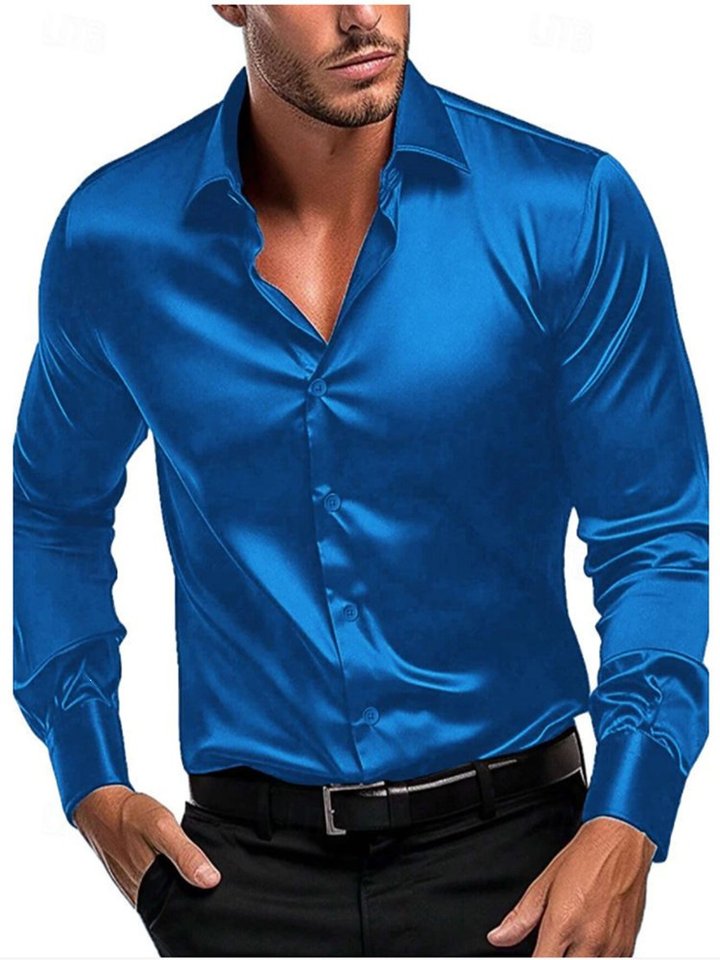 Heren Overhemd Lange Mouwen - Formeel & Casual - Blauw