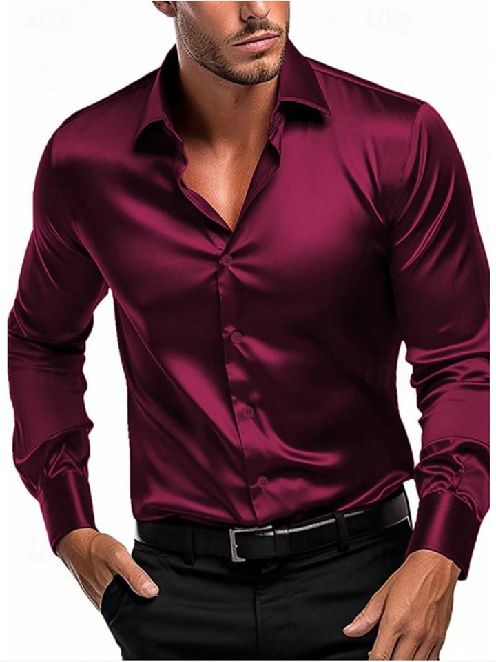 Heren Overhemd Lange Mouwen - Formeel & Casual - Rood