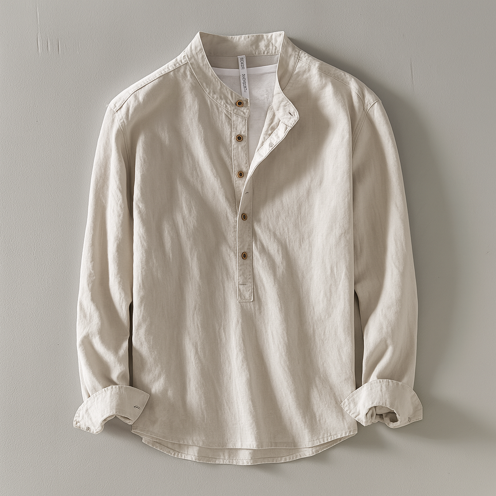 Heren Overhemd met Kraag en Knopen - Relaxed Fit - Beige