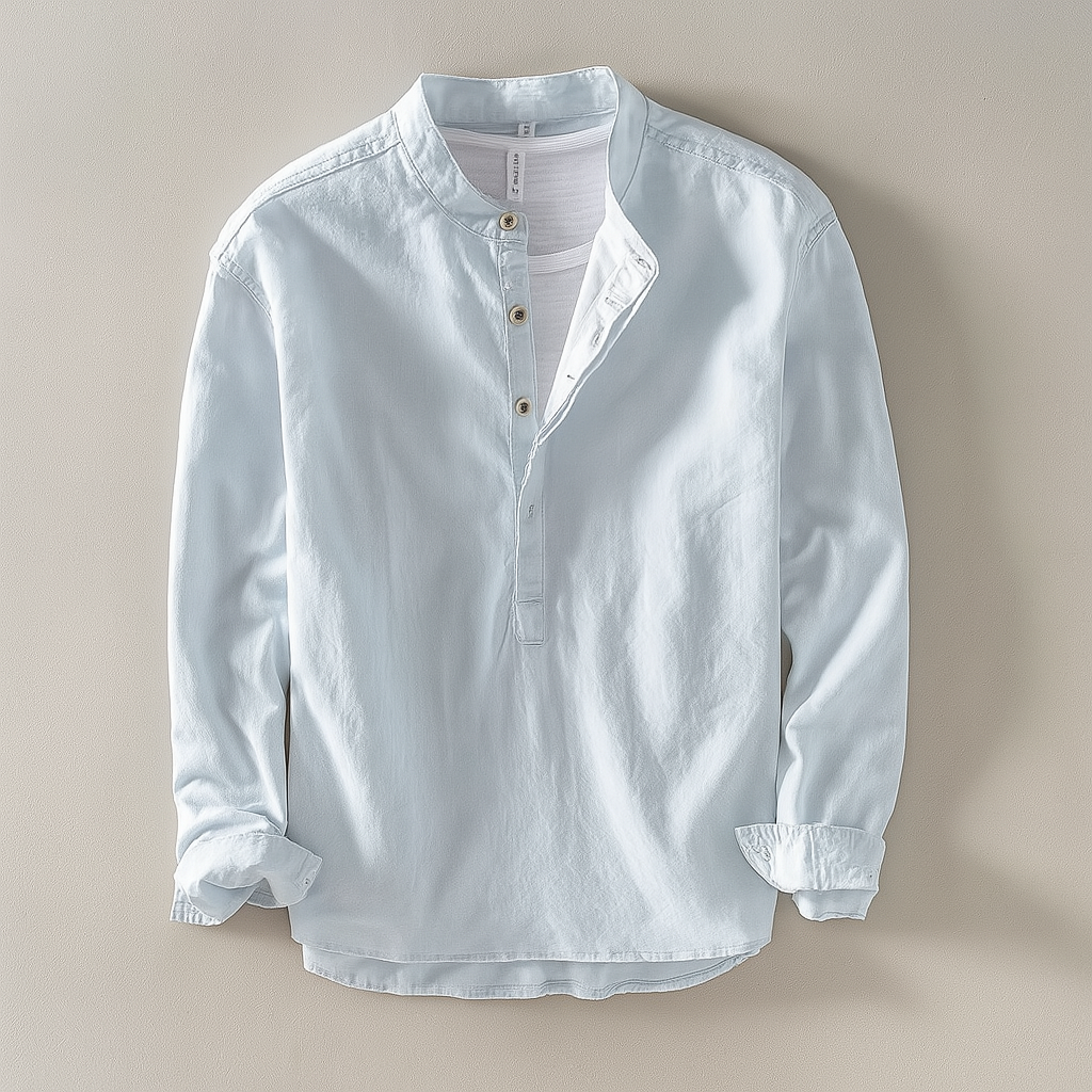 Heren Overhemd met Kraag en Knopen - Relaxed Fit - Hemelsblauw
