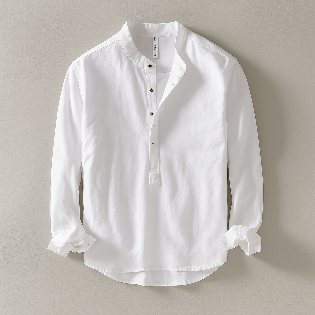 Heren Overhemd met Kraag en Knopen - Relaxed Fit - Wit