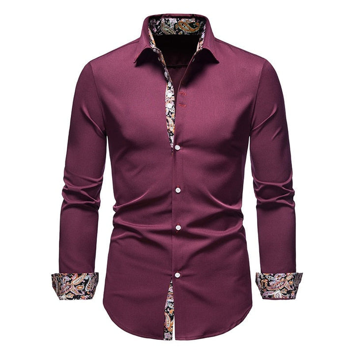 Heren Overhemd Slim Fit - Katoen met Paisleyprint - Rood