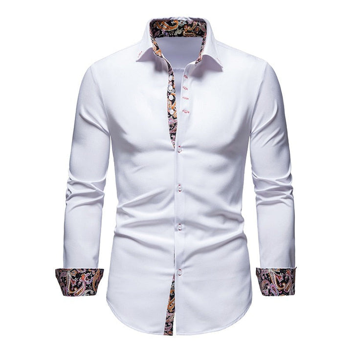 Heren Overhemd Slim Fit - Katoen met Paisleyprint - Wit