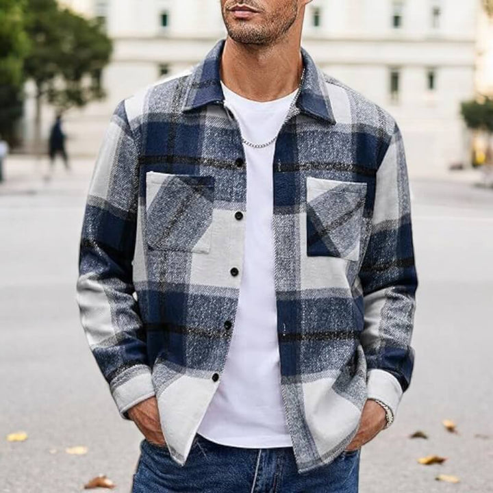 Heren Overhemdjas Casual - Klassieke Stijl met Comfort - Blauw