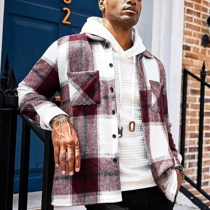 Heren Overhemdjas Casual - Klassieke Stijl met Comfort - Rood
