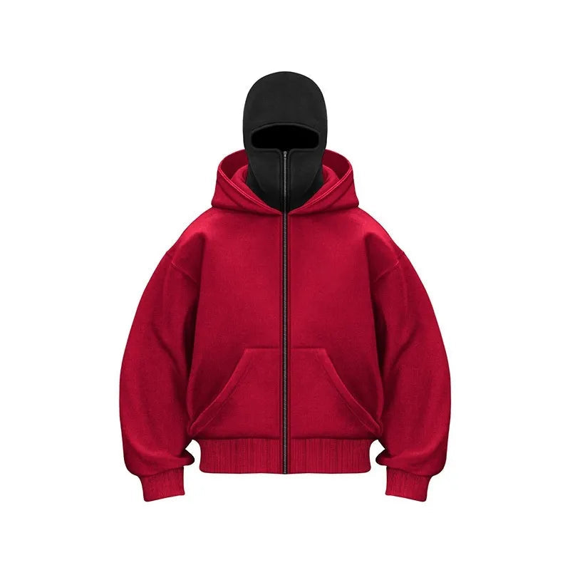 Heren Oversized Hoodie met Rits - Winterstijl - Rood