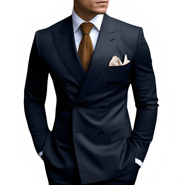 Heren Pak Dubbele Rij Knopen - Slim Fit Elegantie - Donkerblauw
