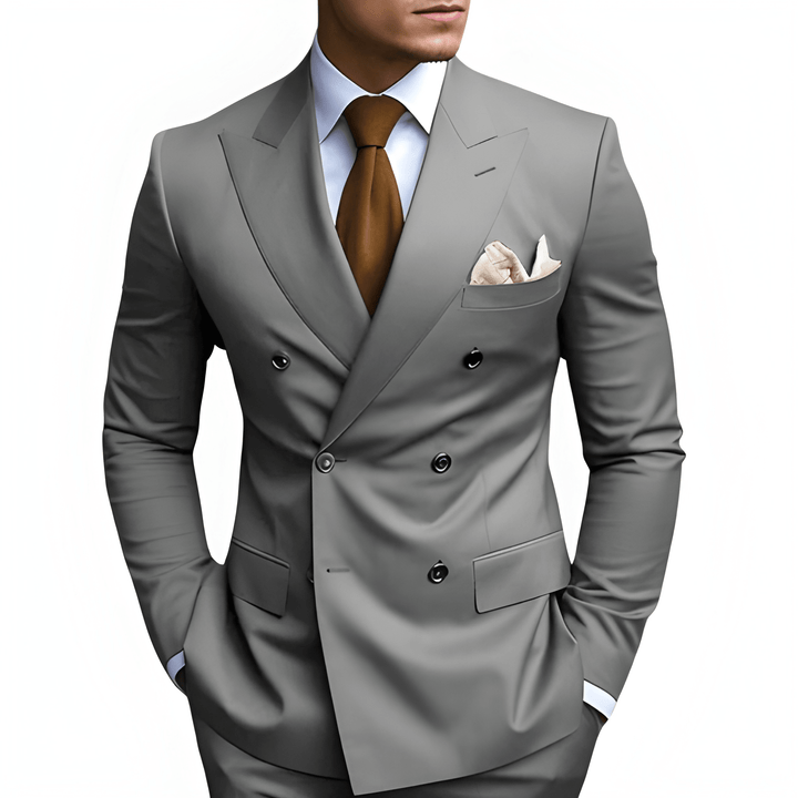 Heren Pak Dubbele Rij Knopen - Slim Fit Elegantie - Grijs