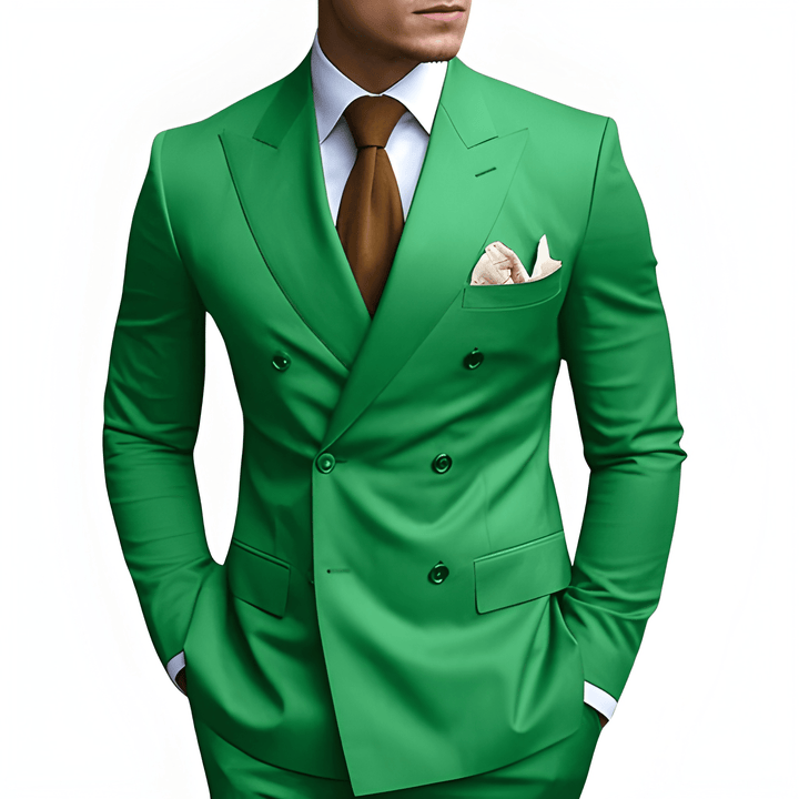 Heren Pak Dubbele Rij Knopen - Slim Fit Elegantie - Groen