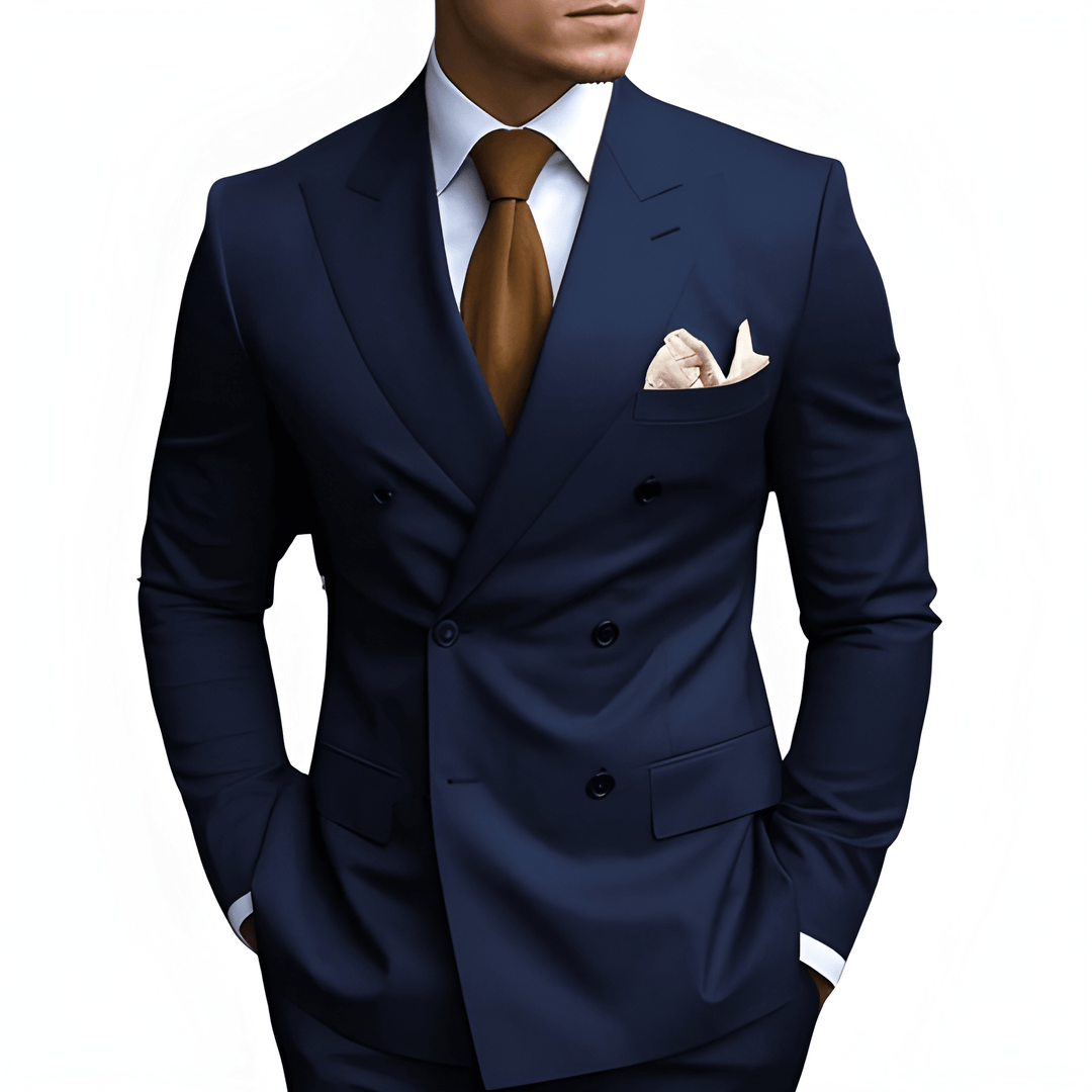 Heren Pak Dubbele Rij Knopen - Slim Fit Elegantie - Marineblauw
