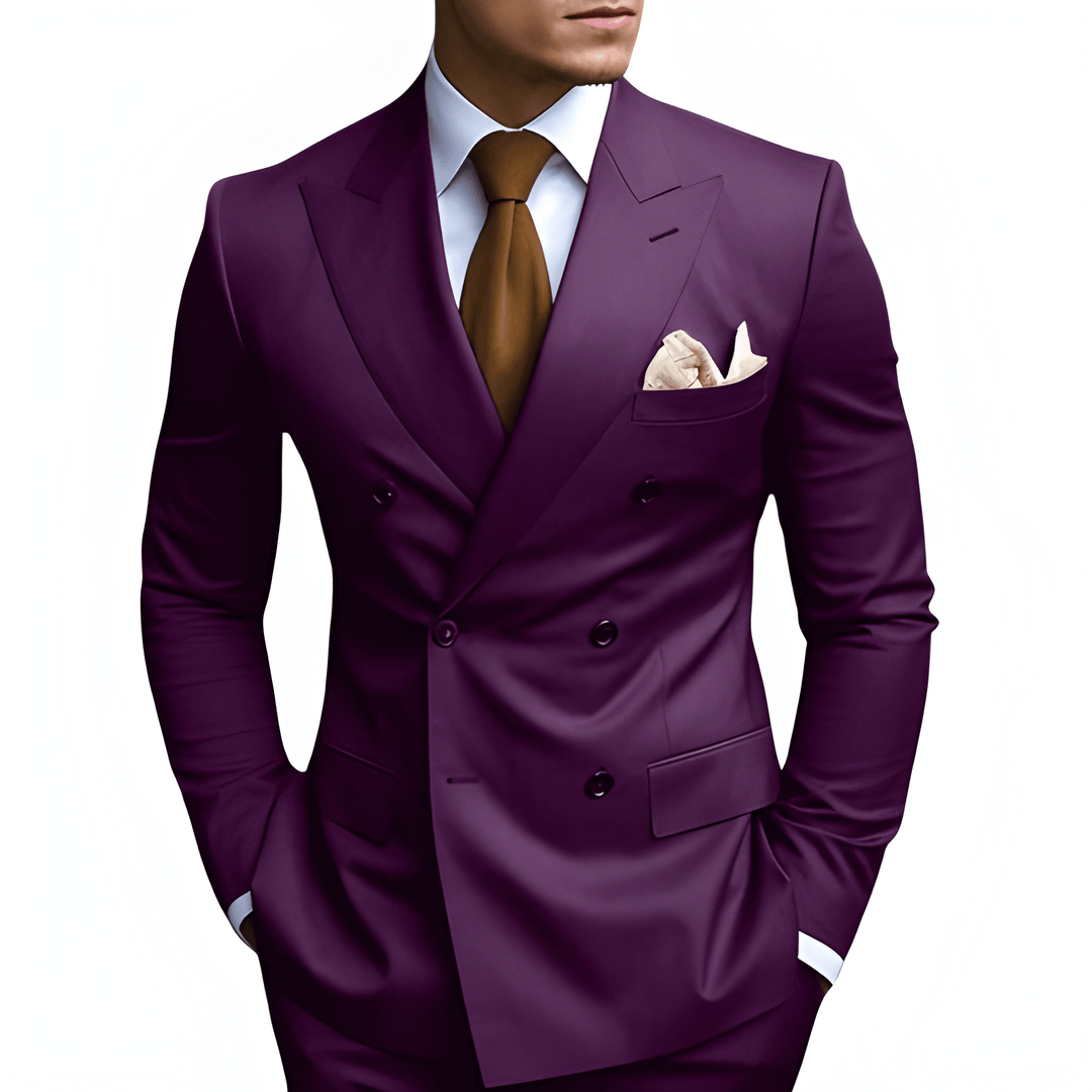 Heren Pak Dubbele Rij Knopen - Slim Fit Elegantie