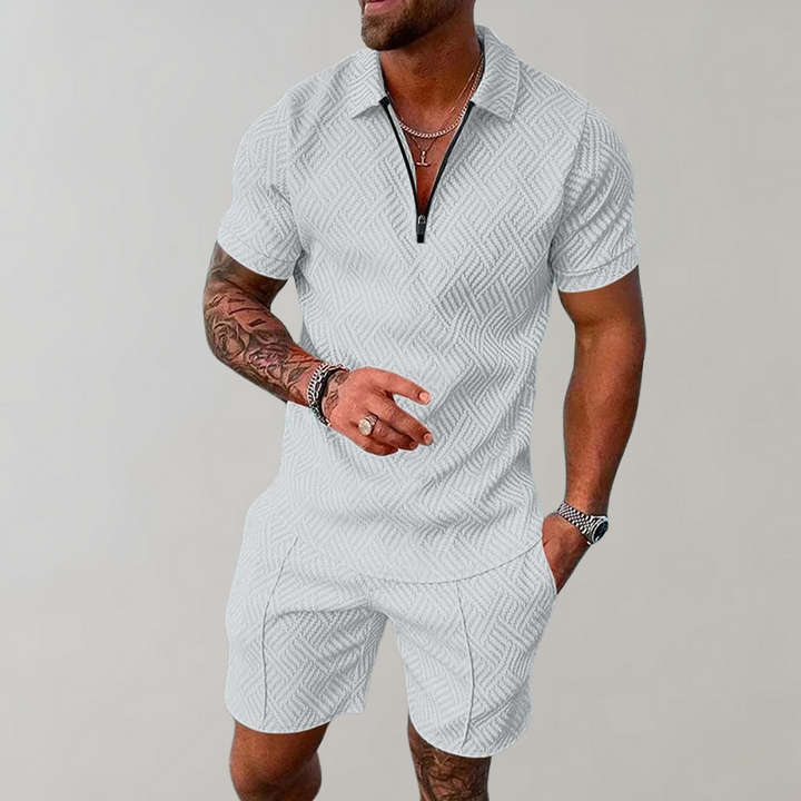 Heren Poloshirt en Shorts Set - Casual Zomercombo - Wit