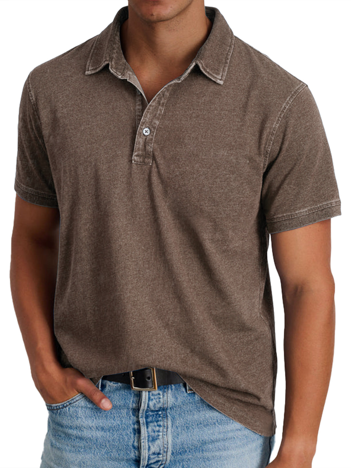 Heren Poloshirt Klassiek - Verfijnde Heritage Snit - Bruin