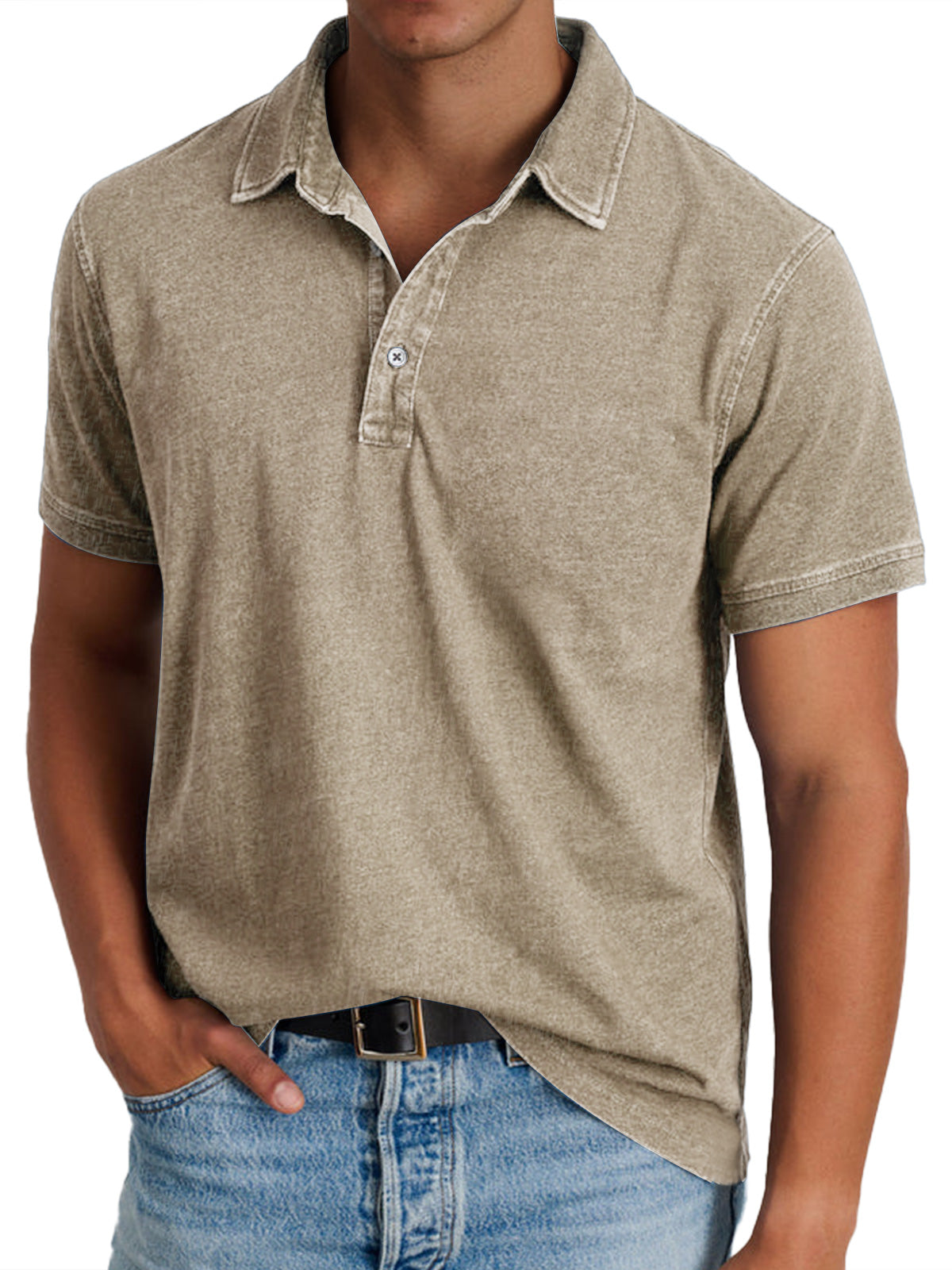 Heren Poloshirt Klassiek - Verfijnde Heritage Snit - Khaki