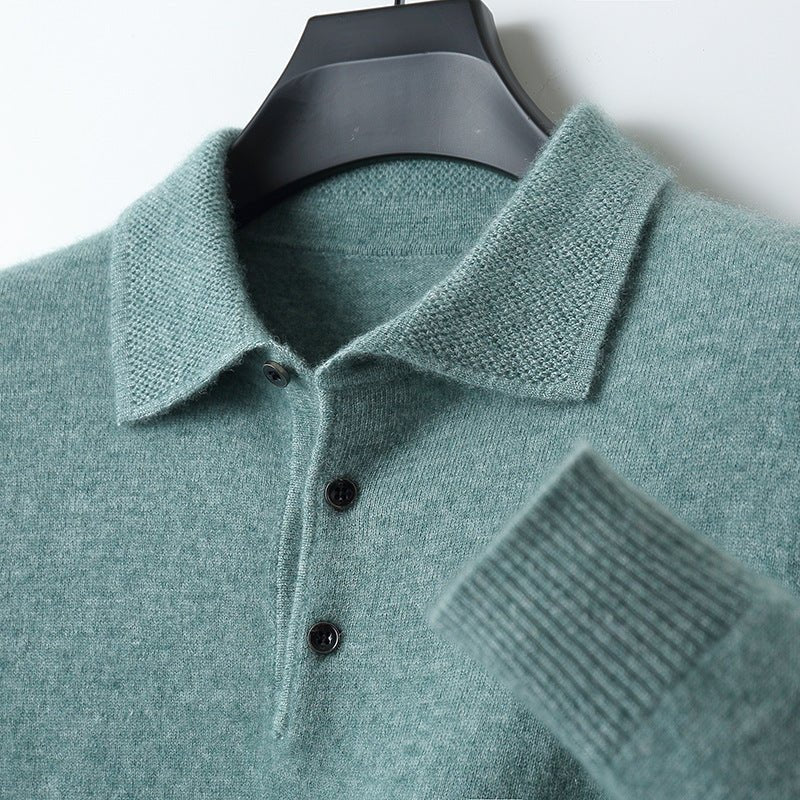 Heren Poloshirt Lange Mouwen - Klassieke Stijl - Groen