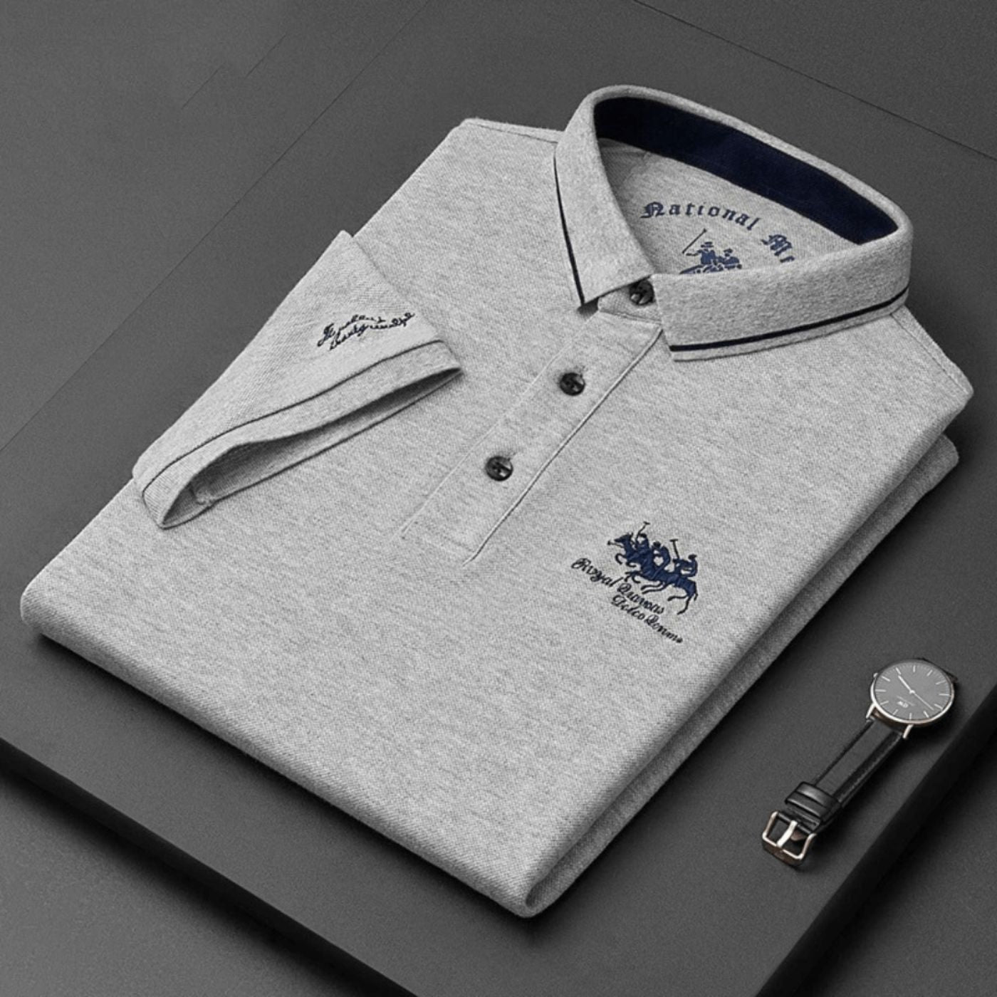 Heren Poloshirt met Knopen - Klassieke Dagelijkse Stijl - Grijs