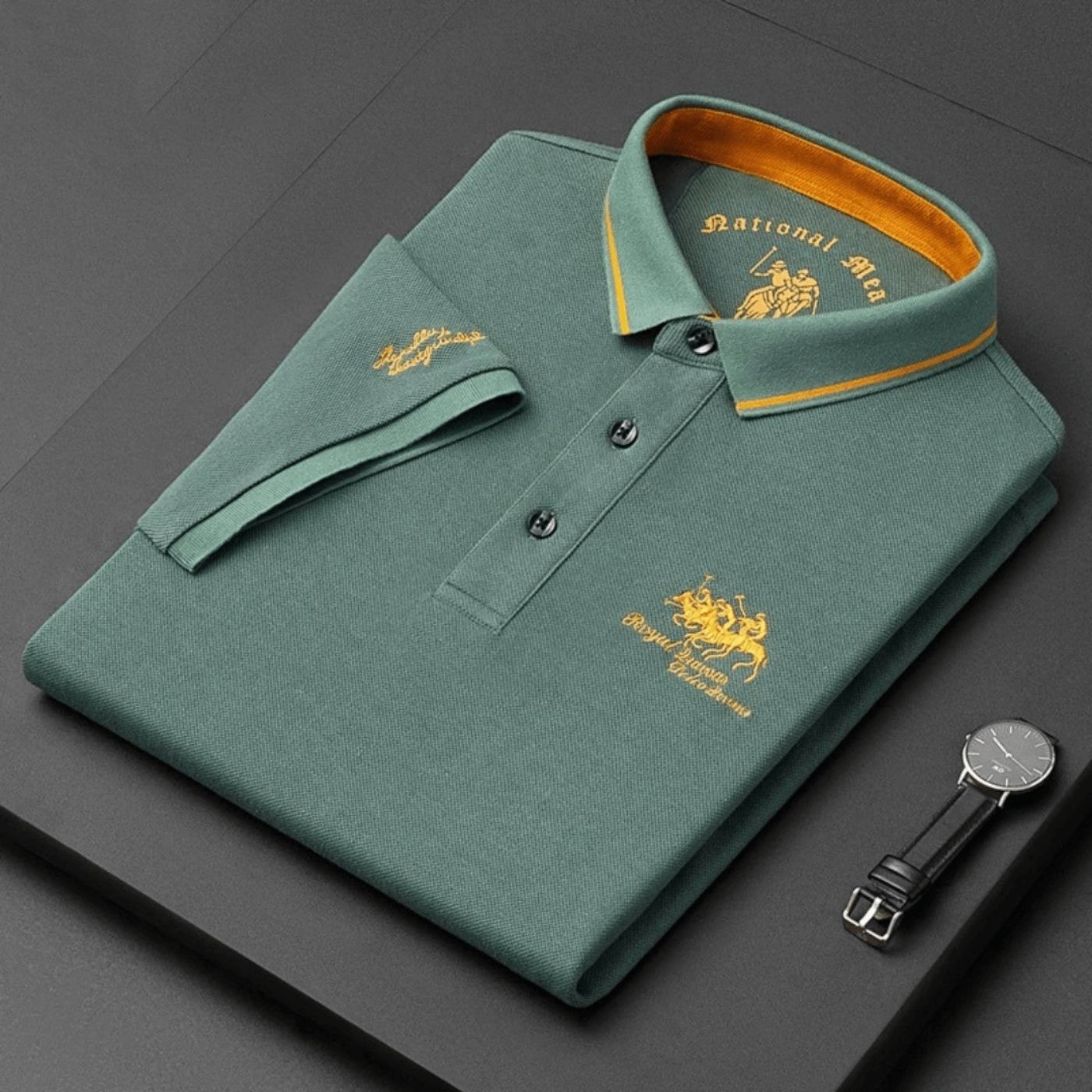 Heren Poloshirt met Knopen - Klassieke Dagelijkse Stijl - Groen