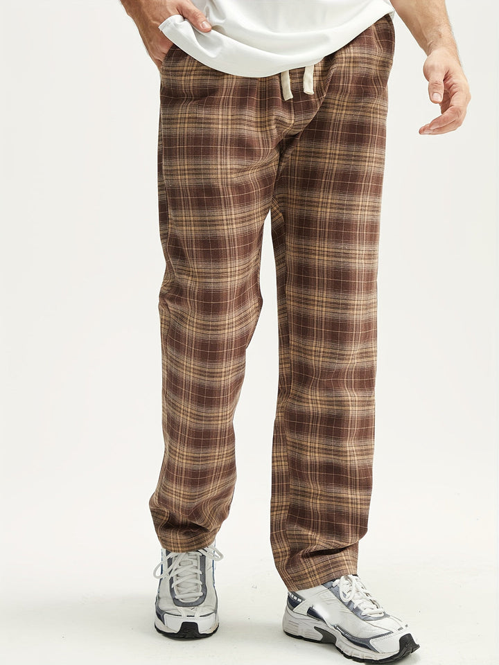 Heren Pyjamabroek Geruit - Losse pasvorm elastische taille - Bruin