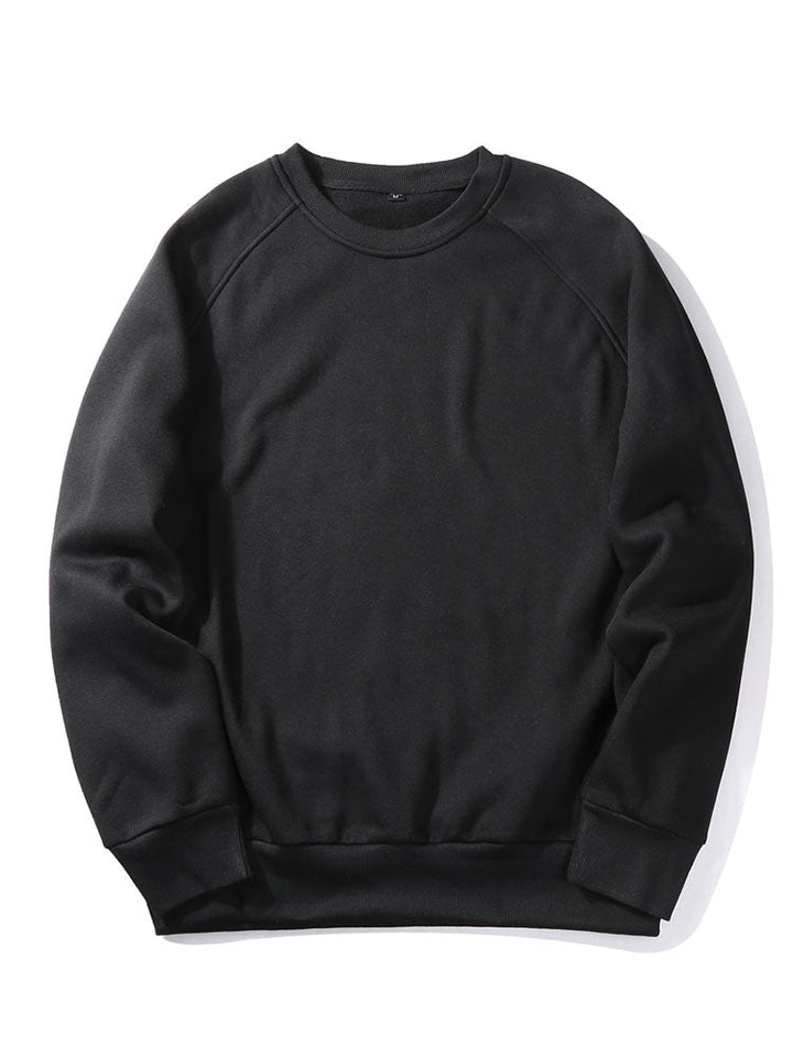 Heren Raglan Sweatshirt Crew Neck in zwart, Relaxed Fit Casual