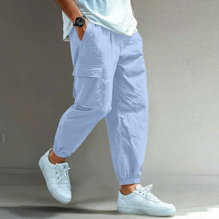 Heren Relaxed Cargo Broek in blauw, Comfortabele Vrijetijdsbroek