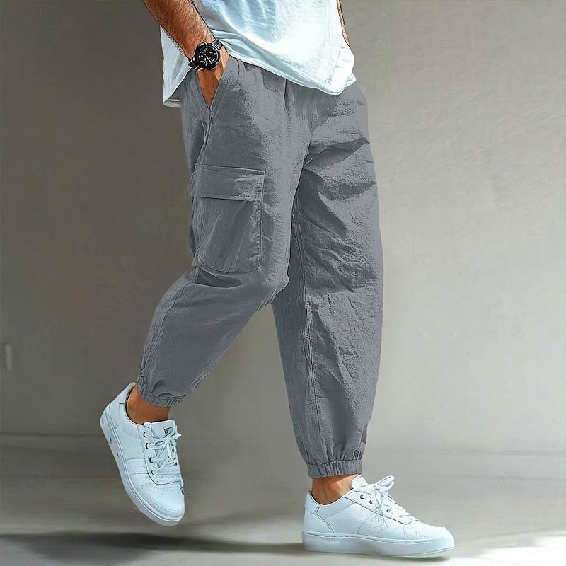 Heren Relaxed Cargo Broek in grijs, Comfortabele Vrijetijdsbroek