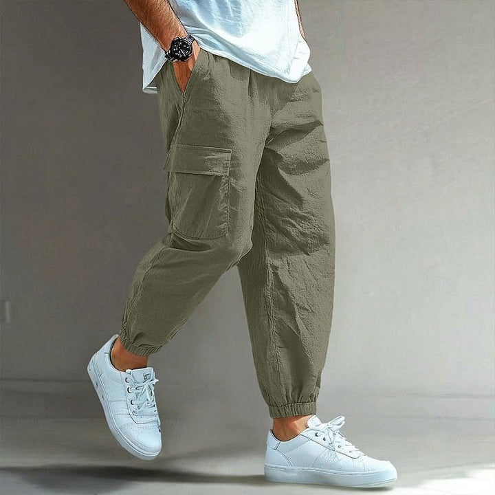 Heren Relaxed Cargo Broek in groen, Comfortabele Vrijetijdsbroek