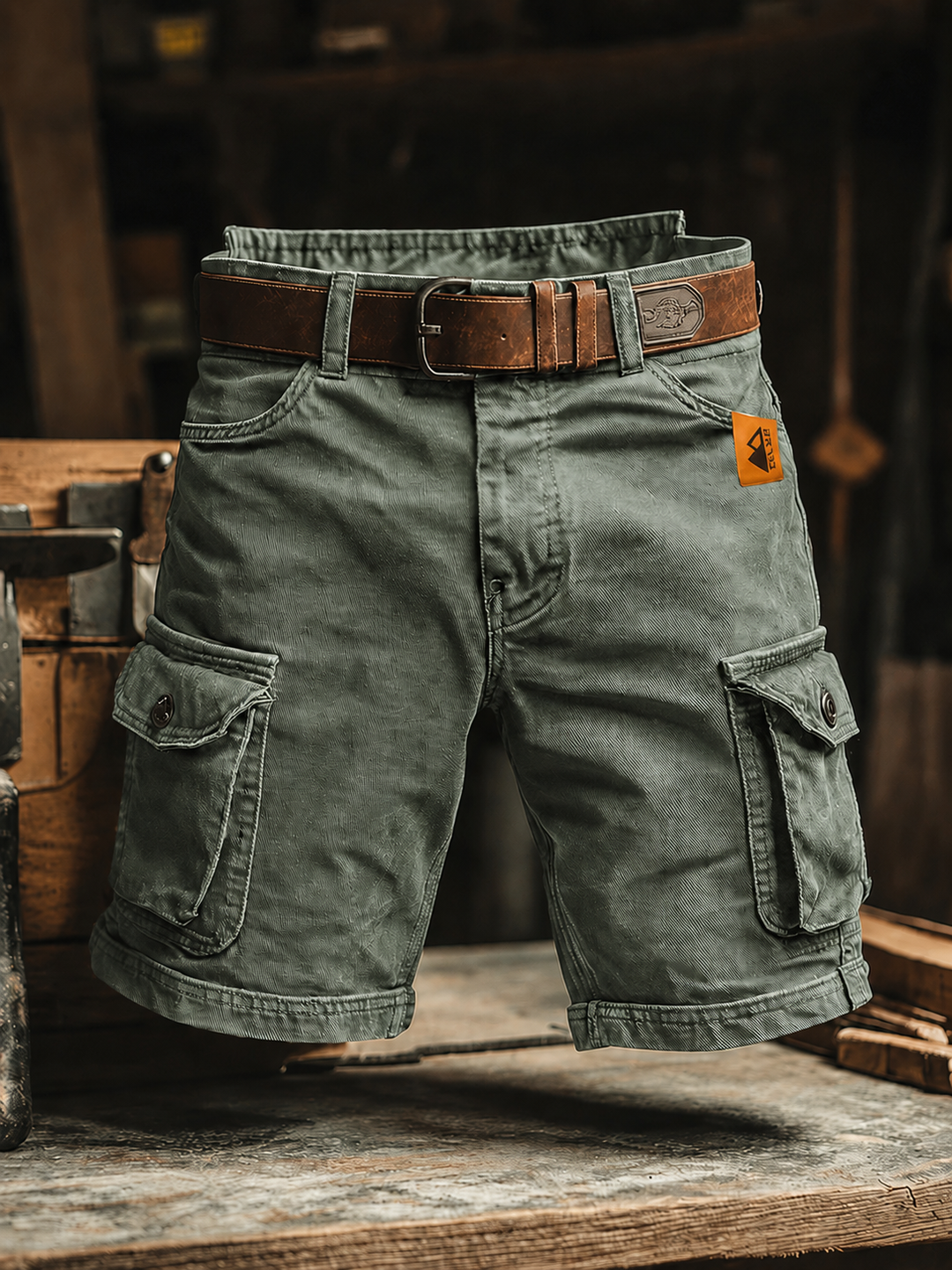 Heren Relaxed Cargo Broek - Vintage Stijl - Olijfgroen