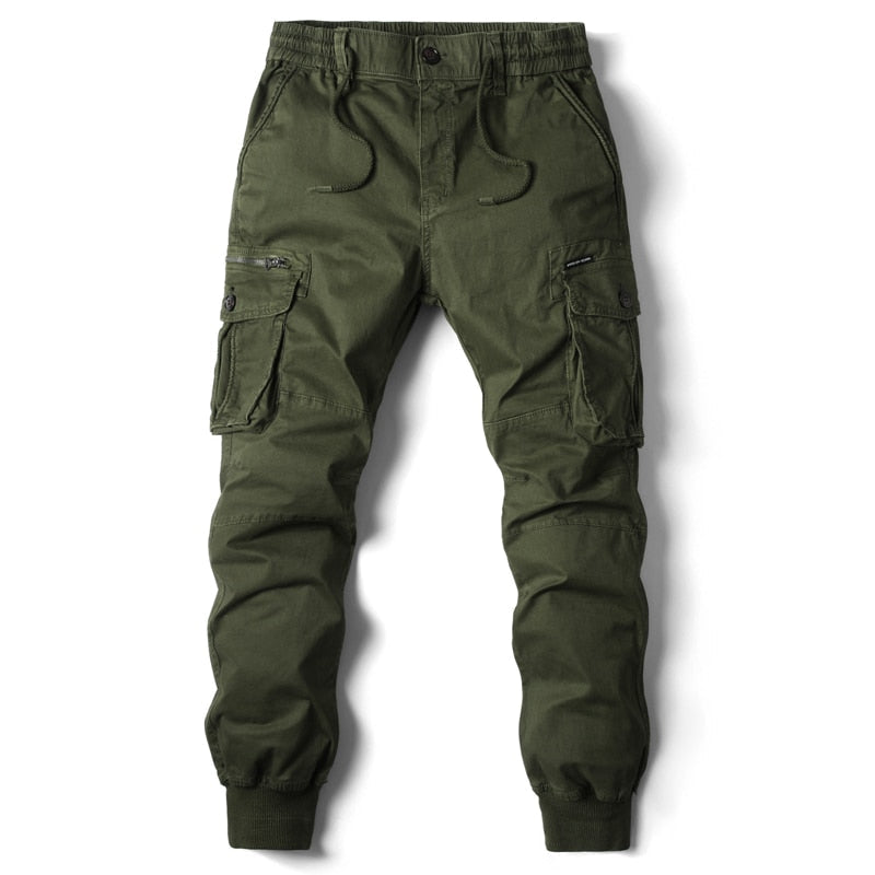 Heren Relaxed Fit Cargo Joggingbroek - Comfortabel en Veelzijdig - Militairgroen