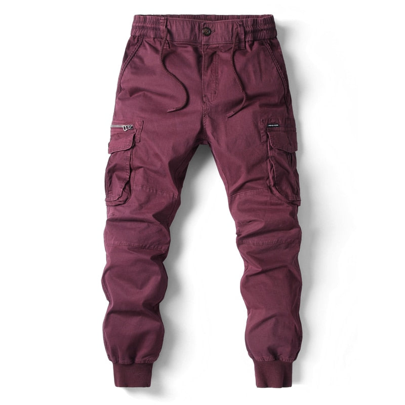 Heren Relaxed Fit Cargo Joggingbroek - Comfortabel en Veelzijdig - Wijnrood