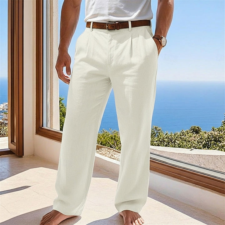 Heren Relaxed Zomerbroek in beige, Klassieke Pasvorm