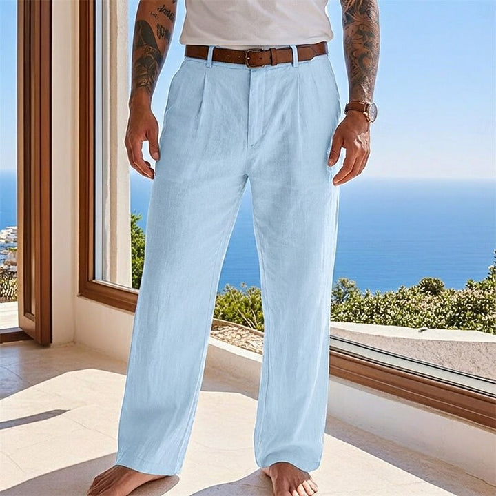 Heren Relaxed Zomerbroek in blauw, Klassieke Pasvorm