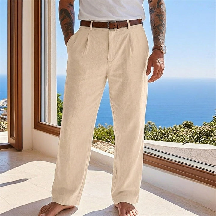 Heren Relaxed Zomerbroek in khaki, Klassieke Pasvorm